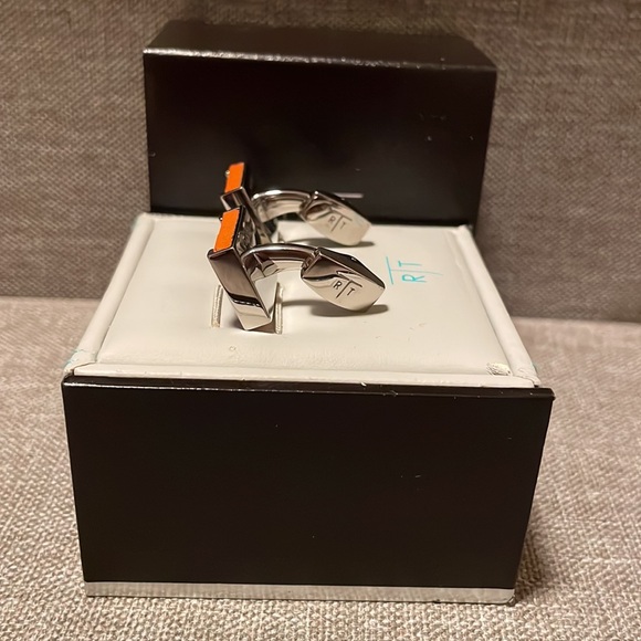 R|T by Robert Tateossian Cufflinks. Python Brown & Orange stainless Steel - NIB - Picture 8 of 16